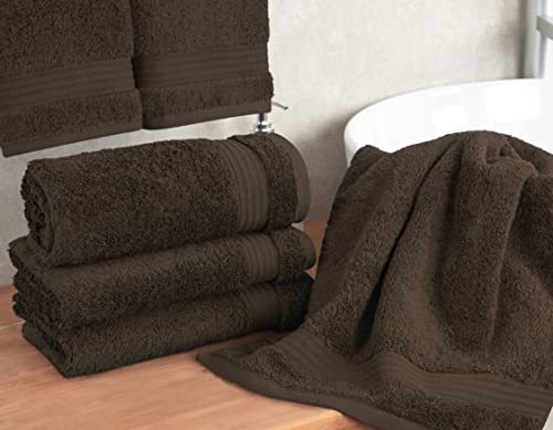 Cotton Paradise 100% Cotton Turkish Towel Set, Soft Absorbent Quick Dry, 4 Piece Hand Towel Set, Chocolate Brown - color: Chocolate Brown, size: 16"x28"
