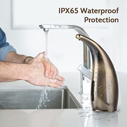 Automatic Soap Dispenser, 300ml Touchless Soap Dispenser, Auto Dish Soap Dispenser with IP65 Waterproof, Auto Sensor Liquid Soap Dispenser for Kitchen Bathroom Hotel Restaurant (Bronze) - color: Bronze