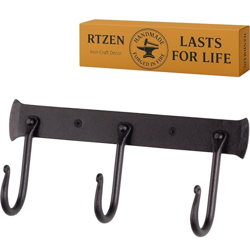 Classic Farmhouse Wall Mount Multi-Use Wrought Iron Hook Set (3 Pack) | Decorative Rustic Metal Handcrafted Bathroom, Entreyway Home Decor Hooks Suitable for Coats, Towels, Robe or Hat Hanging - style: J-Hook Rack of 3