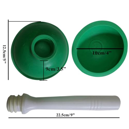 NewFerU Drain Plunger, Small 4-Inch Sink Clog Remover, Mini Hand Unclogger | Rubber Cup Plumber Helper, Force Tiny Compact Tool with 9 inch Short Handle for Kitchen Bathroom, Toilet, Shower, Bath Tub - color: Green