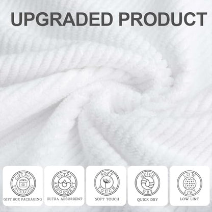 VOOVA & MOVAS White 3PC Towel Set, 100% Cotton | 1 Large Bath 30x56 In, 1 Hand 18x28 In, 1 Wash Cloth 13x13 In, Quick Dry, Soft, Thick, Bathroom Essentials - color: White, size: 3 PC Bathroom Towel Set