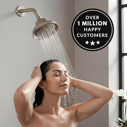 Massage Shower Head With Mist - 1.8 GPM - Brushed Nickel | High Pressure Boosting, 6 Function Adjustable Massaging Rainfall Showerhead For Low Flow Baths With Water Saving Nozzles - color: Brushed Nickel, size: 1.8 GPM