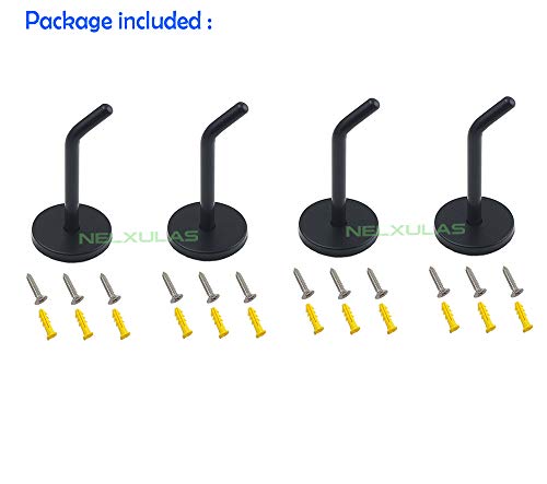 Classic Black Stainless Steel Heavy Duty Coat Hook, Durable Robe Hanger Wall Mount Hook, Perfect Touch Your Bathroom, Bedroom, Closets, Wardrobe, Kitchen (4", 4 PCS) - size: 4", 4 PCS
