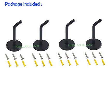 Classic Black Stainless Steel Heavy Duty Coat Hook, Durable Robe Hanger Wall Mount Hook, Perfect Touch Your Bathroom, Bedroom, Closets, Wardrobe, Kitchen (4", 4 PCS) - size: 4", 4 PCS