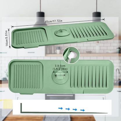 Sink Splash Guard Silicone Sink Faucet Mat Sink Accessories | for Kitchen, Bathroom, Sink Sponge Holder (Green) - color: Green