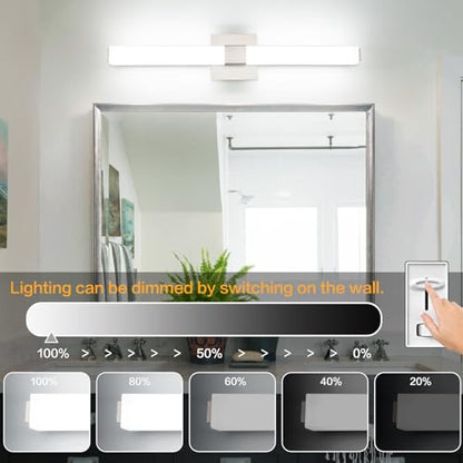 32 Inch Brushed Nickel 5CCT LED Vanity Light - Selectable Color Temperature Modern Bathroom Vanity Light Fixtures IP44 - color: Upgraded - Brushed Nickel - 5CCT Dimmable, size: 32 inch