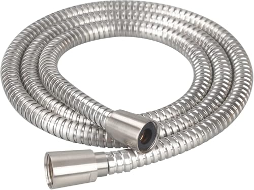 JDO 71 Inch Extra Long Brushed Nickel Shower Hose: Stainless Steel with Brass Nuts, Lightweight, Flexible Universal Replacement for Handheld Shower Head Hose
