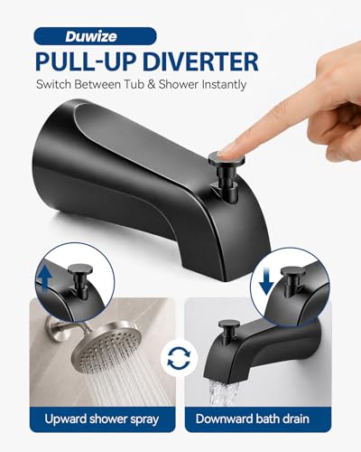 Universal Bathtub Faucet with Diverter, Tub Spout Replacement Fits 1/2" Slip-on Copper Pipe and 1/2" & 3/4" IPS Threaded, Bathroom Tub Faucet Set with Adapters and Hex Wrench (Matte Black) - color: Matte Black