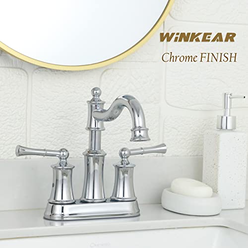 Roman Bathroom Sink Faucet Deck Mount or Wall Mount Installation Pop-up Drain Assembly with Overflow Deck Plate and Water Supply Lines Included (2 Hole Deck Mount, Chrome) - color: Chrome, style: 2 Hole Deck Mount