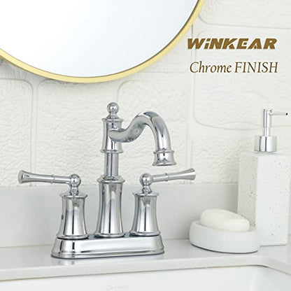 Roman Bathroom Sink Faucet Deck Mount or Wall Mount Installation Pop-up Drain Assembly with Overflow Deck Plate and Water Supply Lines Included (2 Hole Deck Mount, Chrome) - color: Chrome, style: 2 Hole Deck Mount