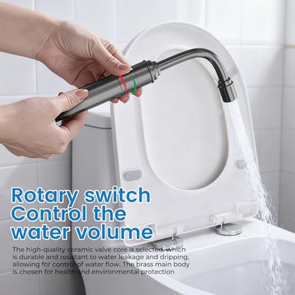 Handheld Toilet Bidet Sprayer for Toilet - Adjustable Flush Angle & Water Pressure for Bathroom Diaper Shower, All Brass Handheld Bidet Sprayer with Superior Complete Spray Hoses Kit (Grey) - color: Gray