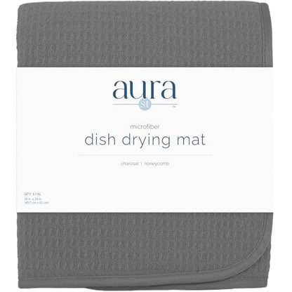 S&T INC. Dish Drying Mat, 18" x 24", XL, Charcoal Grey | Absorbent Microfiber, Extra Large Kitchen Counter Mat for Dishes, Utensils, Pots and Pans, Machine Washable - size: 18" x 24"