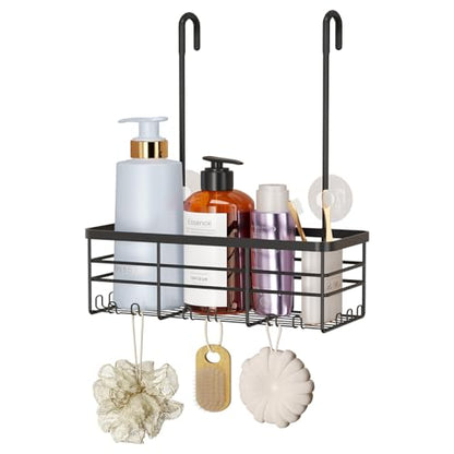 HapiRm Hanging Shower Caddy Organizer - No Drilling Shower Organizer with Hooks, Rustproof & Waterproof 304 Stainless Steel Bathroom Shelves - Black (1 Basket) - color: Black-1 Basket