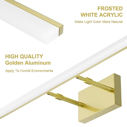 Aipsun Brushed Brass Vanity Light Fixtures 40inch Modern LED Bathroom Fixtures Gold Vanity Lighing for Bathroom Wall Light Fixtures 5500K - color: Brushed Gold, size: 40 in