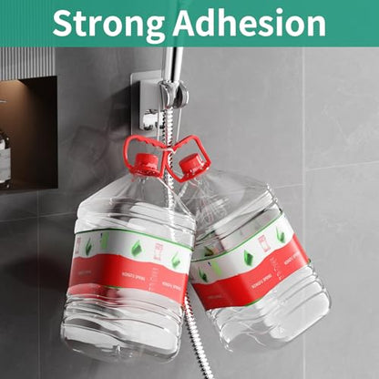 Hand Held Shower Head Holder Wall Mount, 2 Hooks, Chrome, 1 Pack | Shower Hose Holder Adhesive with 2 Hanger Hooks, Adjustable Shower Handle Holder, No Drilling Shower Wand Holder - color: ‎Chrome