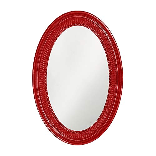 Howard Elliott Collection Ethan Glossy Red Oval Decorative Wall Hanging Mirror, Resin Frame Vanity Mirror Pefect Home Decor, 21 x 31 Inch - color: Red