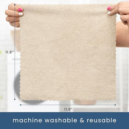 S&T INC. Microfiber Cleaning Cloth, 50 Pack, 11.8" x 11.8", Beige | Storage Box Included, Edgeless Cleaning Cloth for Home and Car, Reusable and Multi-Purpose Cleaning Rags, Machine Washable - color: Beige