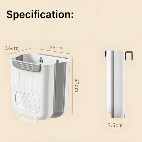 KEAIDUO 2.6 Gallon Collapsible Garbage Can for Kitchen Cabinet - Space-Saving Foldable Trash Bin, Wall-Mounted & Under Sink Storage Bin