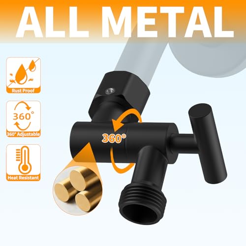 All Metal Shower Head Elbow Adapter Black | Adjustable Shower Head Extension Adapter Shower Arm Extension Connector for Showerhead, Wall Mounted - color: Black