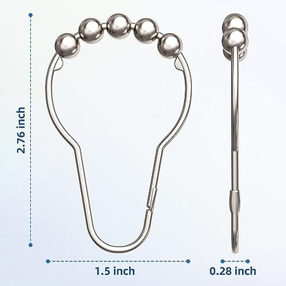 Titanker Shower Curtain Hooks Rings, Rust-Resistant Metal Shower Curtain Hooks for Bathroom Shower Rods Shower Hooks Shower Rings for Curtain - Set of 12, Nickel - color: Nickel