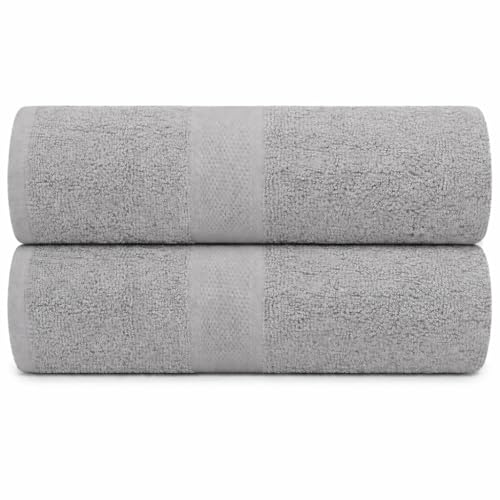 Oversized Bath Sheets - 2 Pack Extra Large and Absorbent Cotton Bath Sheets for Luxurious Comfort - Quick-Dry, Soft, and Durable Towels 40x60'' (Light Grey) - color: Light Grey, size: Bath Sheets (35”x70”) Pack of 2