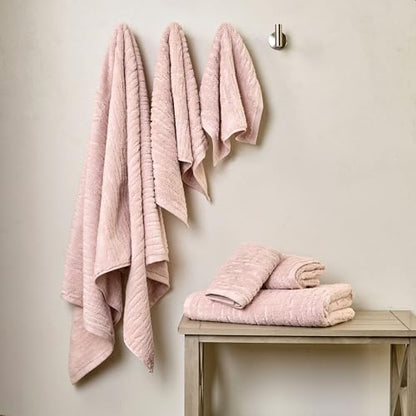 SKL Home CloudSoft 100% Cotton Luxury 4-Piece Washcloth Set, 520 GSM, Ultra Plush & Absorbent, Blush Pink - color: Blush Pink, style: Wash Cloths (Set of 4)