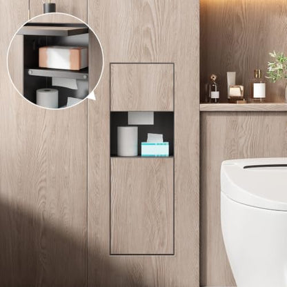304 Stainless Steel Concealed Bathroom Storage Cabinet Recessed Toilet Paper Holder＆Hidden Garbage Bin Waterproof Metal Niche Tile-Ready for Toilet Bathroom Kitchen Hotel,B - color: B