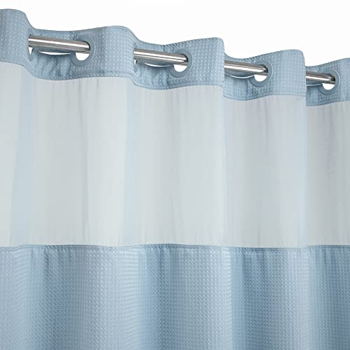 River Dream Heavyweight Waffle No Hook Shower Curtain with Liner,Blue,71x86 | Dotted Waffle,Snap-in Liner,Heavy Duty,Quick Dry,Mesh Top Window,With Bottom Magnets,Hotel-Grade,Washable,Extra Long Size - color: Blue, size: 71"W x 86"L (Pack of 1)