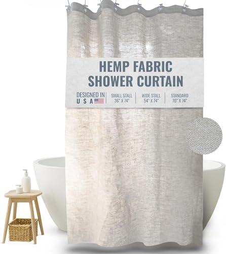 Bean Products White Hemp Wide Shower Stall Curtain Liner - 54x74 | Non Toxic, Eco Friendly, Mildew Resistant Cloth Shower Cutain Liner - Washable, Quick Dry, Breathable, Odor Free, No Plastic - color: Hemp White, size: 54"W x 74"L (Pack of 1)