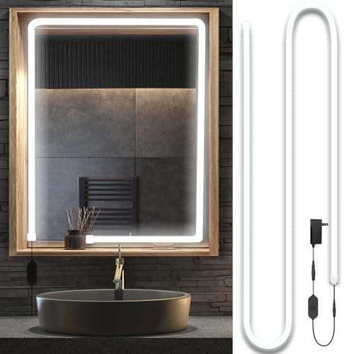 LED Vanity Mirror Lights, Hollywood Style Makeup Lighting, 10FT/6000K/Dimmable/12V Adapter/Self-Adhesive Strip Lights for Mirror, Lighting for Makeup Vanity Table & Bathroom Mirror - size: 10FT Vaniyt Light strip