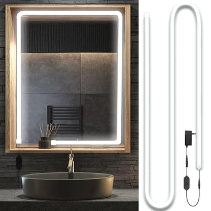 LED Vanity Mirror Lights, Hollywood Style Makeup Lighting, 6.6FT/6000K/Dimmable/12V Adapter/Self-Adhesive Strip Lights for Mirror, Lighting for Makeup Table & Bathroom - size: 6.6FT Vaniyt Light strip