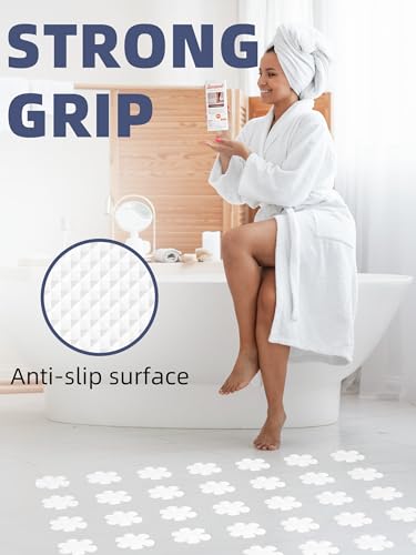 Secopad Non-Slip Bathtub Stickers Safety Bathroom Tubs Showers Treads Adhesive Decals Scraper (White Snowflake) - color: White