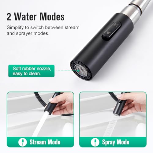 CREA Bathroom Faucet with Pull Out Sprayer,Black Bar Sink Faucets for Small Kitchen Mini Pre Wet Bar Vanity,Single Handle Pull Down 2 Modes,cUPC/NSF - color: A-Black