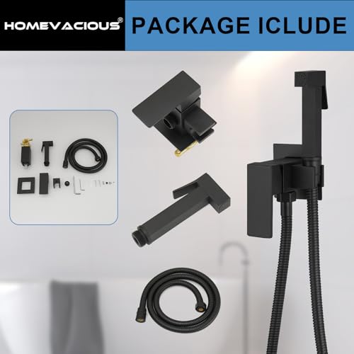 Homevacious Bidet Sprayer for Toilet Adjustable Water Pressure Square Brass | Bidet Attachment Set for Feminine Pets and Baby Diaper Washing Matte Black - color: Matte Black