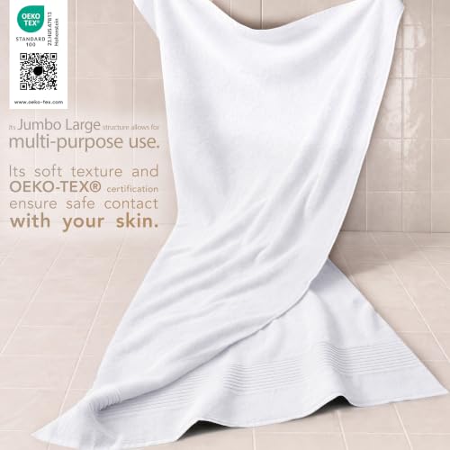 Cotton Paradise 100% Cotton Turkish Towel Set, Soft Absorbent Quick Dry, 2 Piece 35x70 Bath Sheet Set, Snow White - color: Snow White, size: 35"x70"