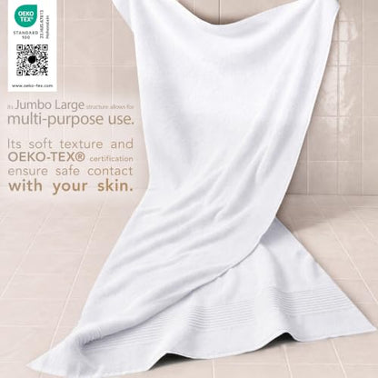 Cotton Paradise 100% Cotton Turkish Towel Set, Soft Absorbent Quick Dry, 2 Piece 35x70 Bath Sheet Set, Snow White - color: Snow White, size: 35"x70"