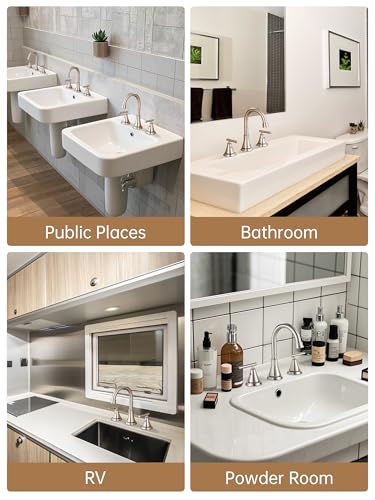 8 Inch Widespread Bathroom Sink Faucet 3 Hole, Brushed Nickel Bathroom Faucet with Metal Pop-Up Drain Assembly, Bathroom Vanity Faucet, 2 Handle for Sink - color: Brushed Nickel