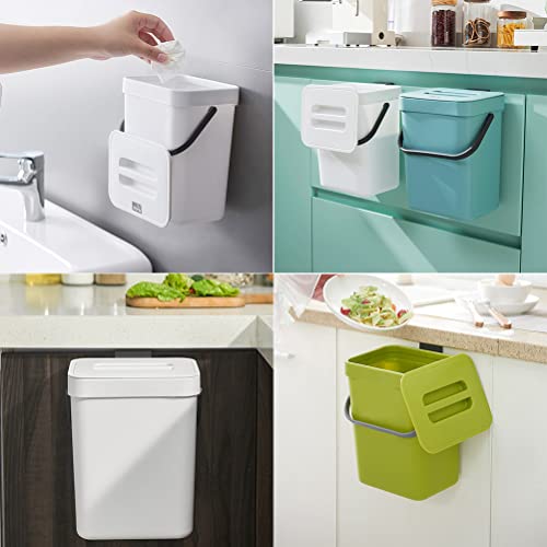 Small Kitchen Compost Bin, 3L Kitchen Waste Bin Wall Mounted Trash Can with Lid PP Material for Bathroom Kitchen Use (blue)