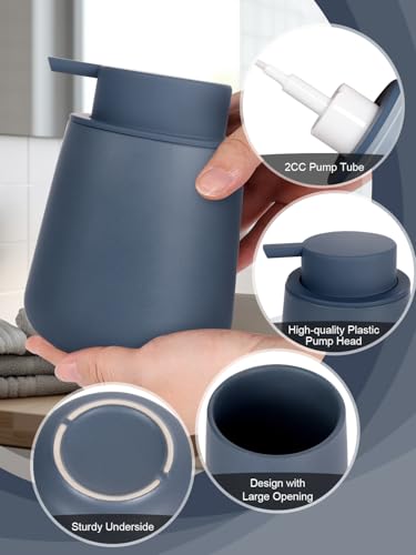 INGOFIN Ceramic Foaming Soap Dispenser - 12 oz Foam Hand Soap Dispenser Bathroom, Ceramic Dish Soap Modern Dispenser with Pump for Kitchen, Matte Blue - color: Matte Blue