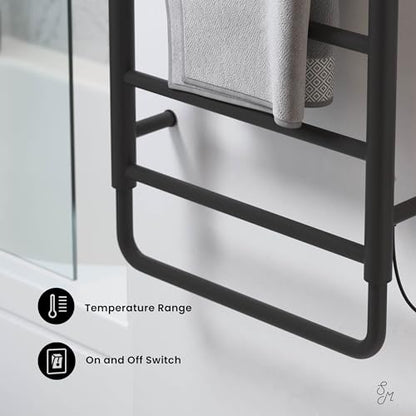 Swiss Madison Ivy 8-Bar Electric Towel Warmer Heated Towel Racks for Bathroom in Matte Black - color: Black