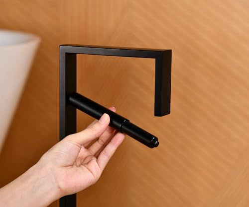 Toilet Paper Holder Stand with Reserve, Matte Black Bathroom Standing Toilet Paper Roll Holder with Storage - color: Matte Black