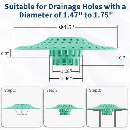 3Pcs Silicone Hair Catcher Shower Drain for Bathtub & Sink Trap/Strainer | 3 Pack Anti-Clog Collapsible Tub Protector Cover, Pet Hair Stopper fit 1 1/2" to 1 5/8'' Bathroom, Shower Stall & Sink Drains - color: Aqua
