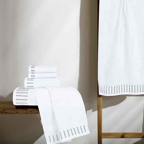 Ultra Soft 6 Pack Cotton Towel Set, Contains 2 Bath Towels 28x55 inch, 2 Hand Towels 16x24 inch & 2 Wash Cloths 12x12 inch, Ideal Everyday use, Compact & Lightweight - White - color: White, size: 6 Pack Set
