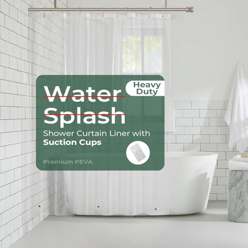 Clear Shower Curtain Liner with Side Suction Cups, Premium PEVA Plastic Shower Liner with 3 Magnets, Waterproof Bathroom Curtain, 72 x 84, Heavy Duty Clear - color: 2. 8g Clear, size: 72"W x 84"L (Pack of 1)