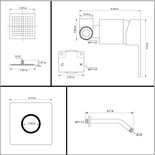 Oil Rubbed Bronze Shower Faucet GGStudy Single Function Shower Trim Kit with Rough-in Valve Shower Set Bath Rainfall Shower Faucet System 8inch Square Stainless Steel Metal Shower Head - color: Oil Rubbed Bronze, style: Square