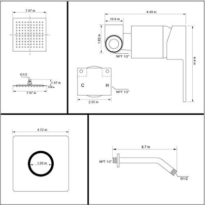 Oil Rubbed Bronze Shower Faucet GGStudy Single Function Shower Trim Kit with Rough-in Valve Shower Set Bath Rainfall Shower Faucet System 8inch Square Stainless Steel Metal Shower Head - color: Oil Rubbed Bronze, style: Square