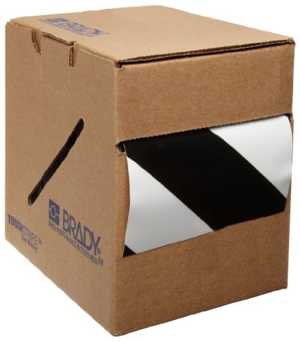 Brady ToughStripe Nonabrasive Diagonal Stripes Floor Marking Tape, 100' Length, 4" Width, Black and White (Pack of 1 Roll) - color: Black and White