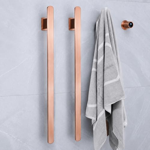 Bathroom Heated Towel Rack, Rose Gold Towel Warmer, 3 Bars, 110V | Smart Touch Control, Wall Mounted, Concealed Hardwired, Stainless Steel, Dry Towels in Modern Bathrooms, Space-Saving Design - color: Rose Gold-3 Bars