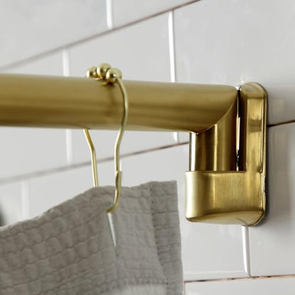 Kingston CC6727 Single Curved Shower Curtain Rod, Brushed Brass