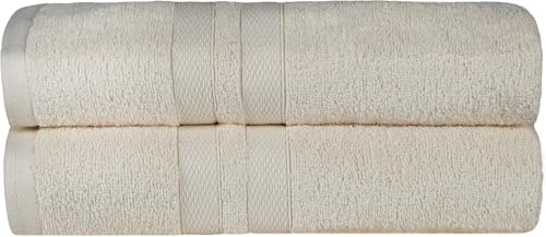 Superior Ultra-Soft 2-Piece Cotton Bath Sheet Set, Perfect for Bathroom Decor, Shower, Spa, Gym, Guest Room, Home Essentials, Daily Use, Soft, Absorbent, Oversized Body Towels - Ivory - color: Ivory, size: Bath Sheet (2-Pack)